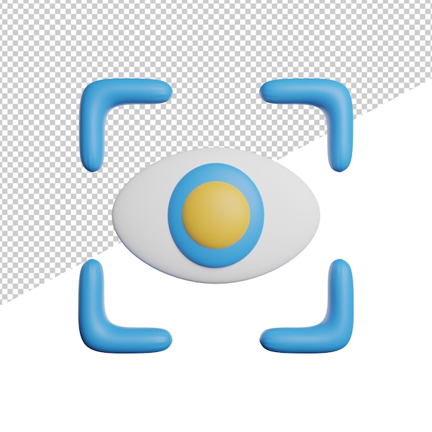 Vision Eye Sign Vorderansicht 3D-Rendering Symbol Illustration auf transparentem Hintergrund