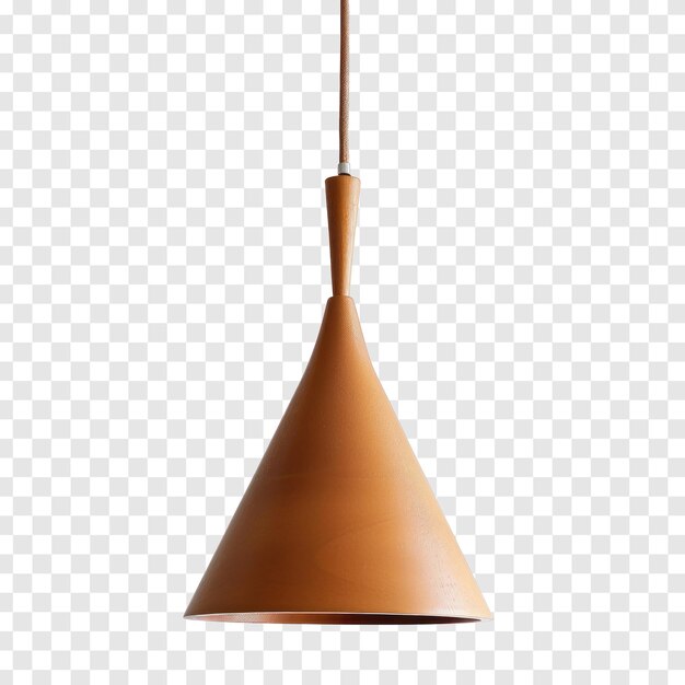 Visión frontal de luz de cono colgante de longitud completa aislada en fondo transparente