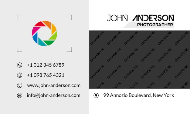 Visitenkarte für den Fotografen John Anderson