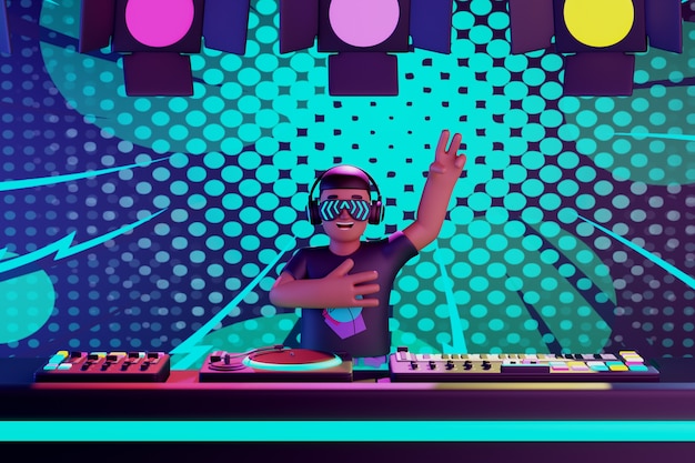 Vista 3D do personagem DJ