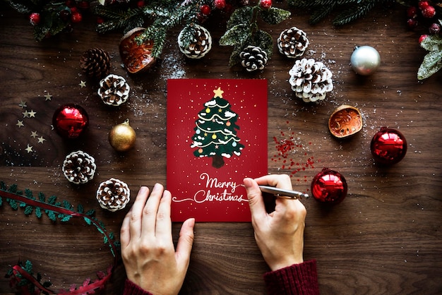 Vista aérea de una tarjeta de Navidad