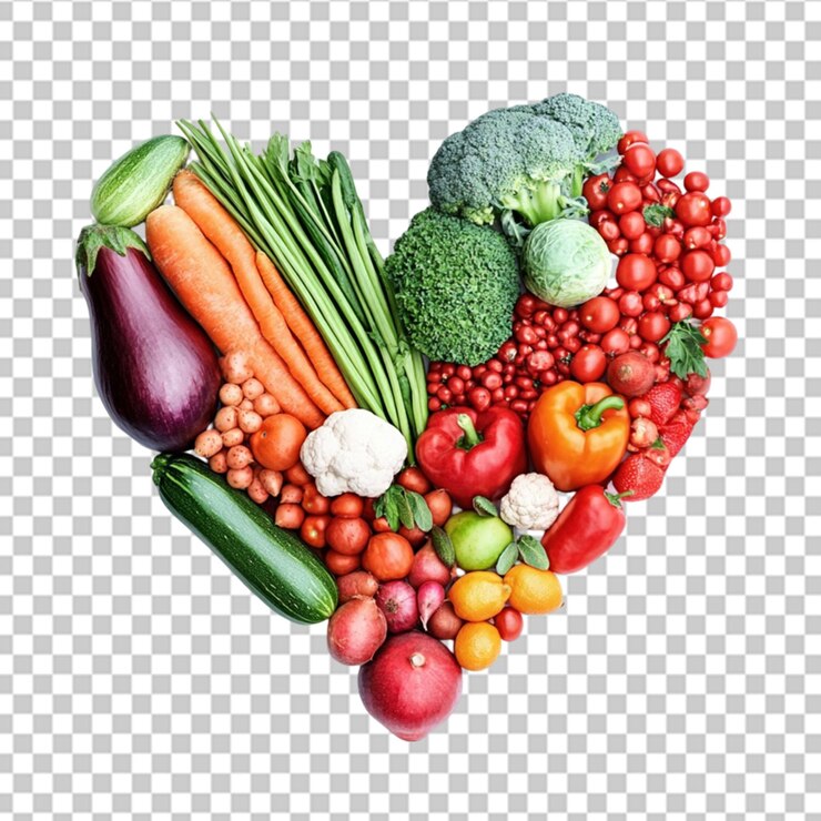 PSD vista de alimentos verdes y rojos