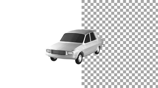 Vista de ángulo de coche blanco sin sombra 3d render