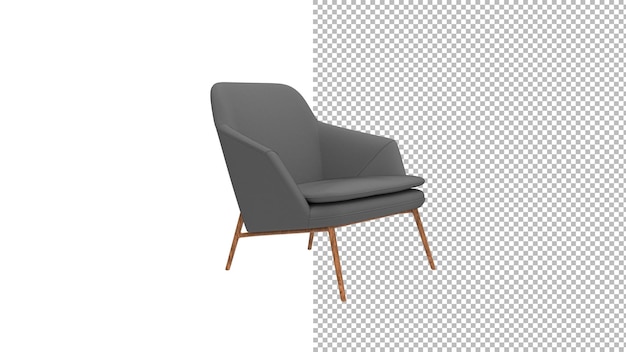 Vista de ángulo de sillón sin render 3d de sombra