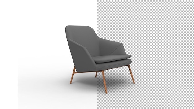 Vista de ángulo de sillón con sombra 3d render