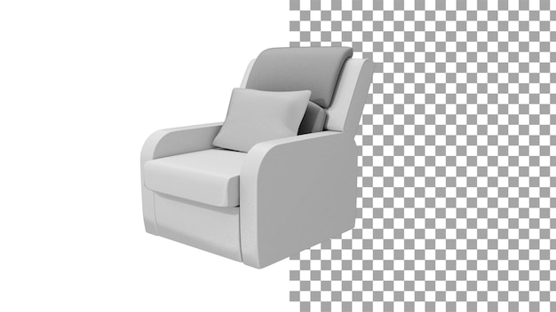 Vista de ángulo de sofá blanco sin sombra 3d render