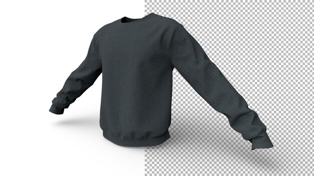 PSD vista de ángulo de sudadera con sombra 3d render