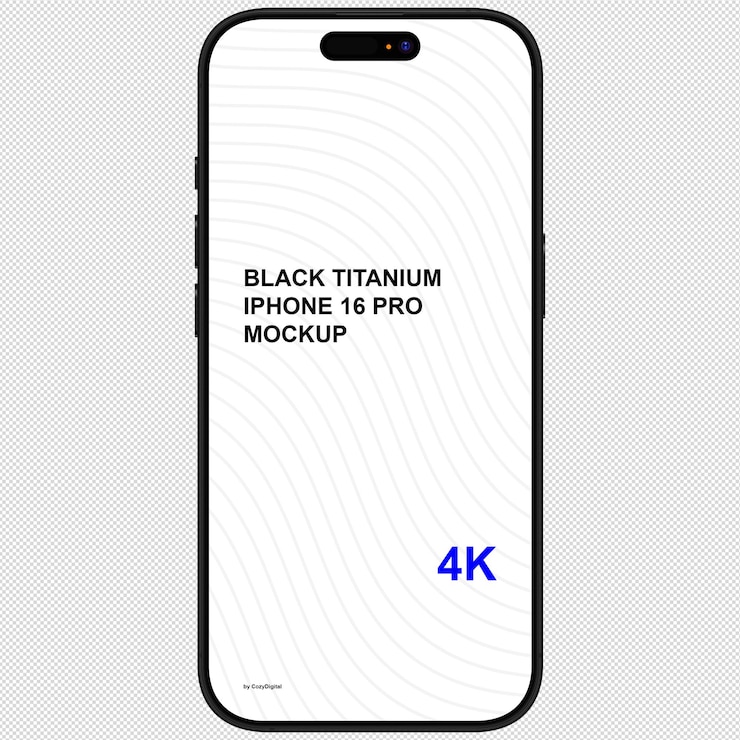 PSD vista anteriore di un modello di smartphone in titanio bianco simile all'iphone 16 pro senza sfondo