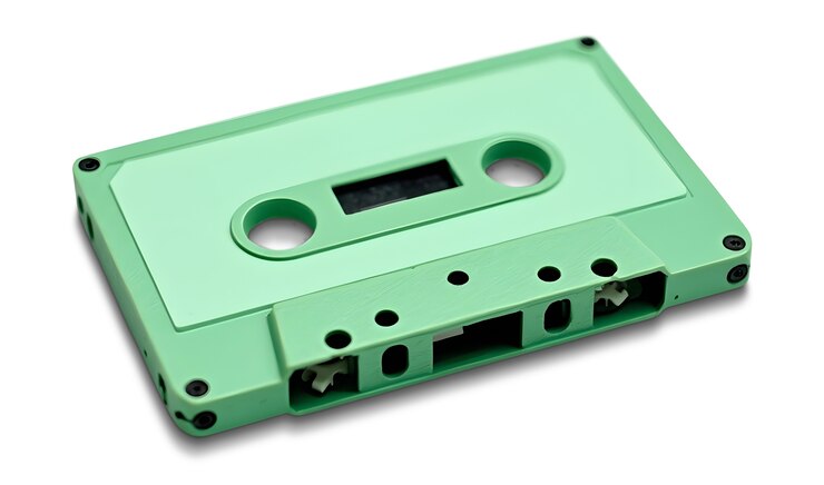PSD vista de arriba en cinta de cassette aislada