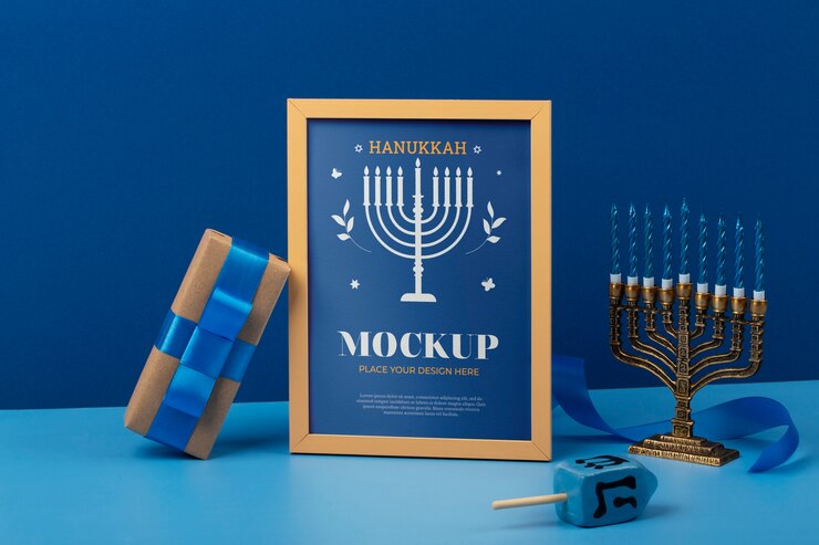 PSD vista de arriba en el merchandising de hanukkah