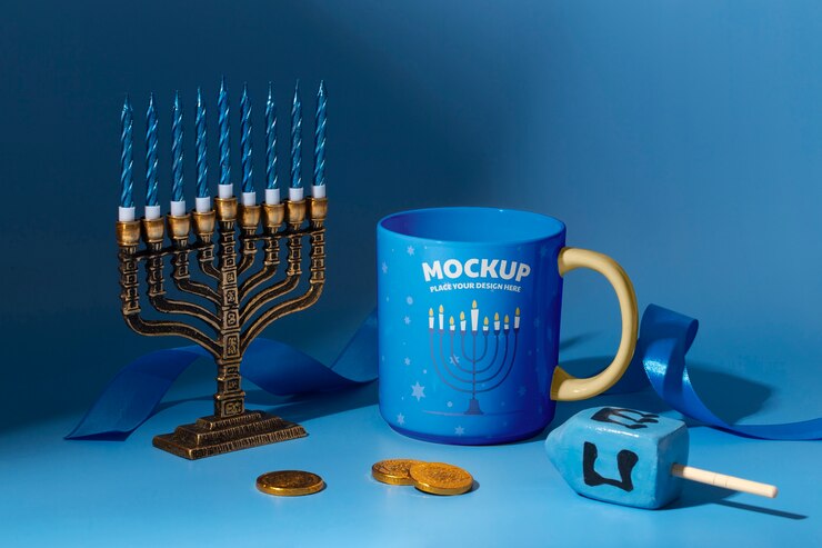 PSD vista de arriba en el merchandising de hanukkah