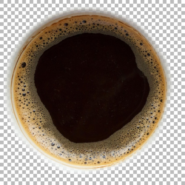 Una vista de arriba de una taza de café negro con una superficie espumosa