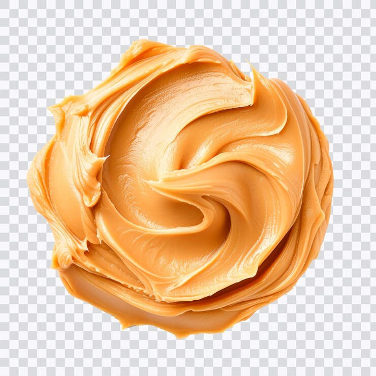PSD una vista de cerca de la cremosa mantequilla de maní que muestra su textura lisa y su rico color dorado ideal para uso culinario