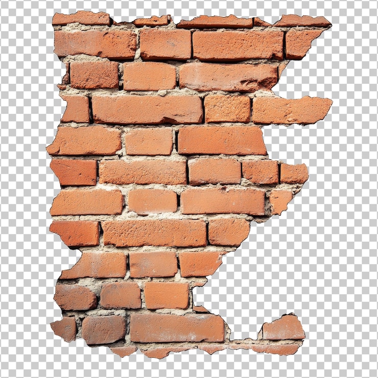 PSD una vista de cerca de un segmento de pared de ladrillo roto
