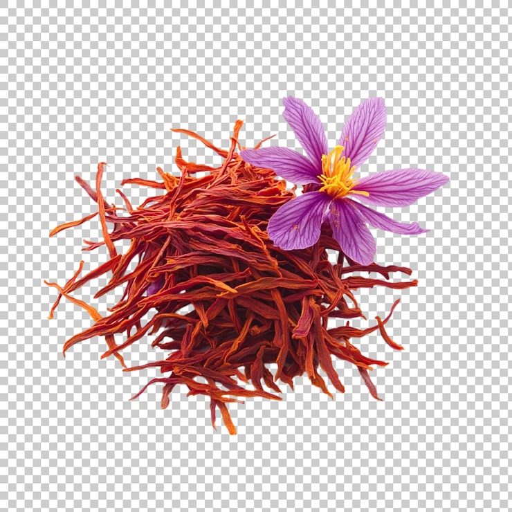 PSD vista de cerca de una sola flor de azafrán