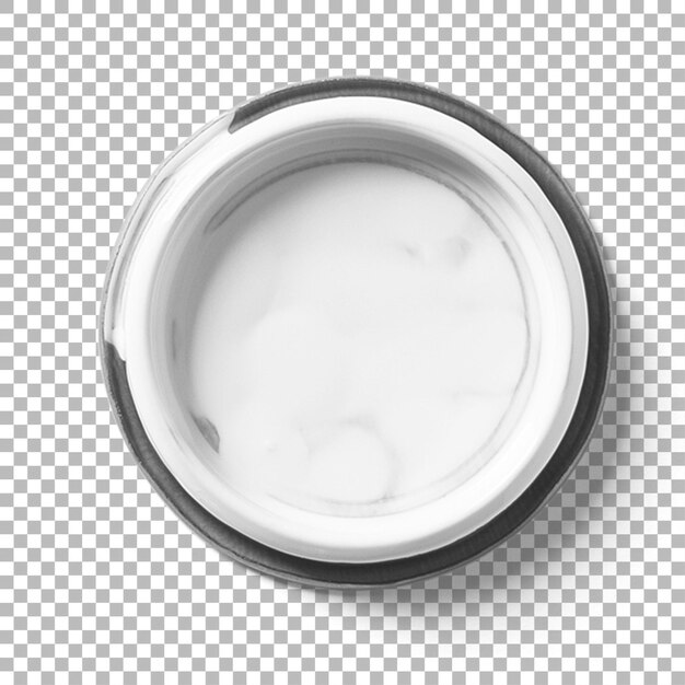 Una vista de cerca de una tapa de frasco vacía que muestra la superficie interior lisa