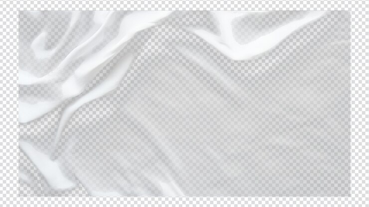 PSD una vista de cerca de la tela blanca lisa drapeada elegantemente mostrando pliegues y texturas delicadas contra un fondo transparente