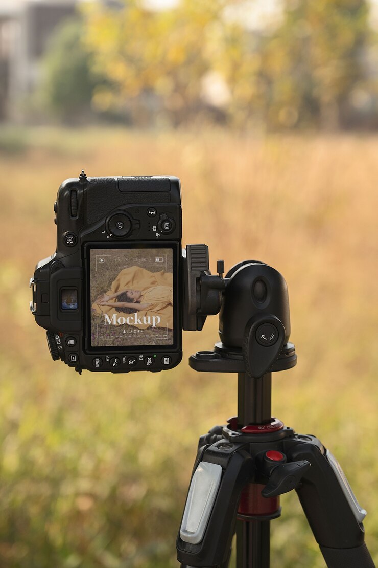 PSD vista da câmera de fotografia profissional e cara