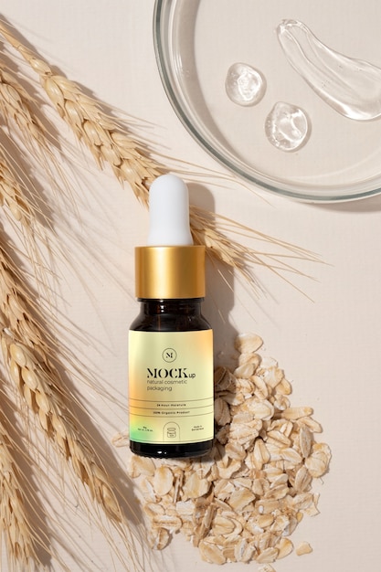 Vista dall'alto cosmetici naturali con cereali