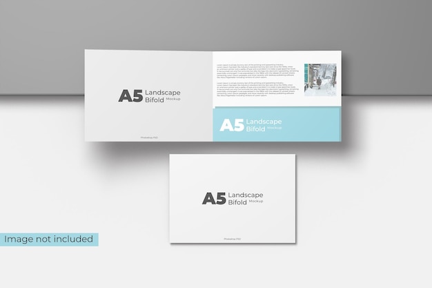 Vista dall'alto del mockup del paesaggio bifold