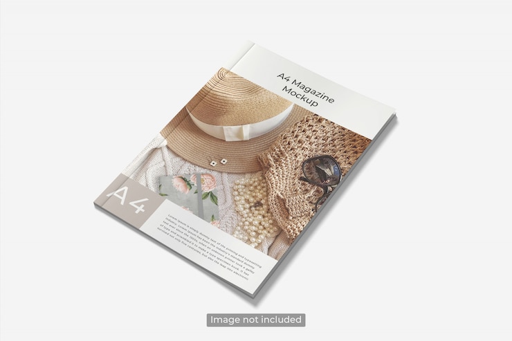 PSD vista dall'alto del mockup della rivista di copertina
