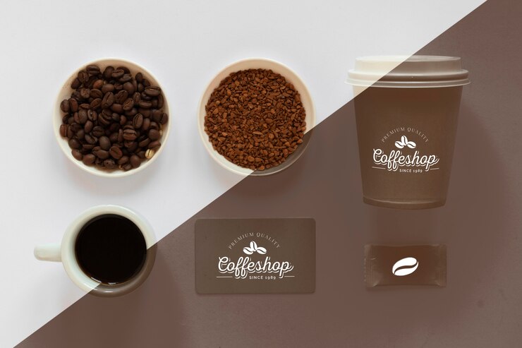 PSD vista dall'alto del modello di concetto di caffè