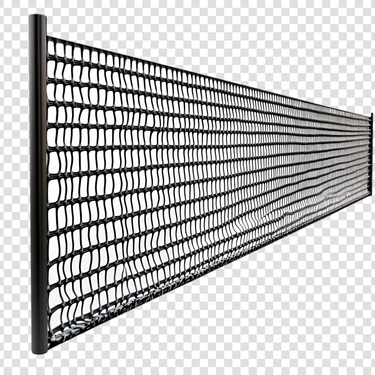 PSD vista de alto ângulo de uma rede de tênis em um fundo transparente