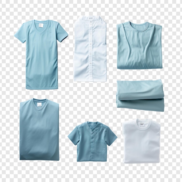 Vista de cima para baixo de roupas médicas isoladas em fundo transparente