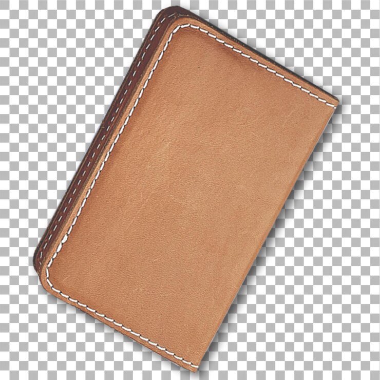 PSD vista de perto carteira de couro isolado em fundo simples será correspondente para o seu elemento de design