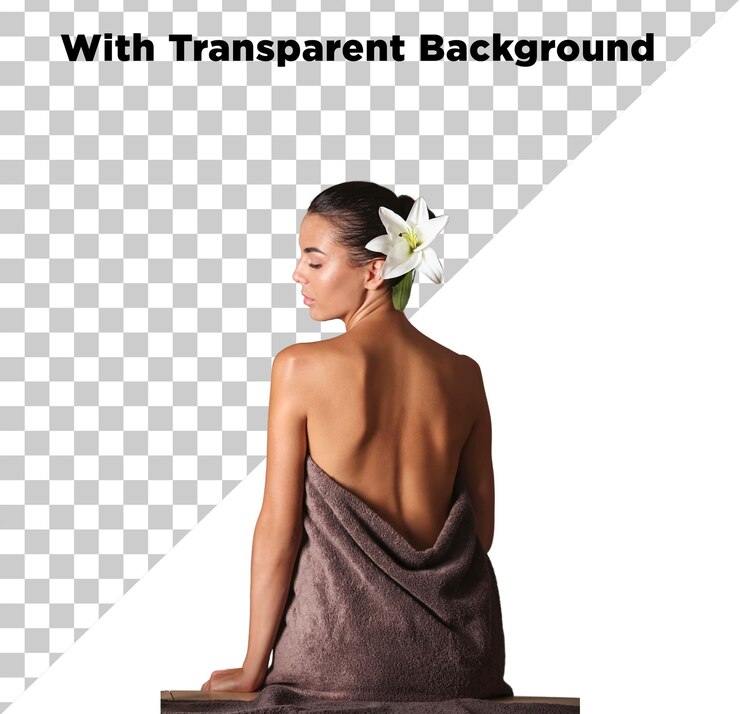 PSD vista de trás de uma mulher sentada em uma praia png psd isolado em fundo transparente