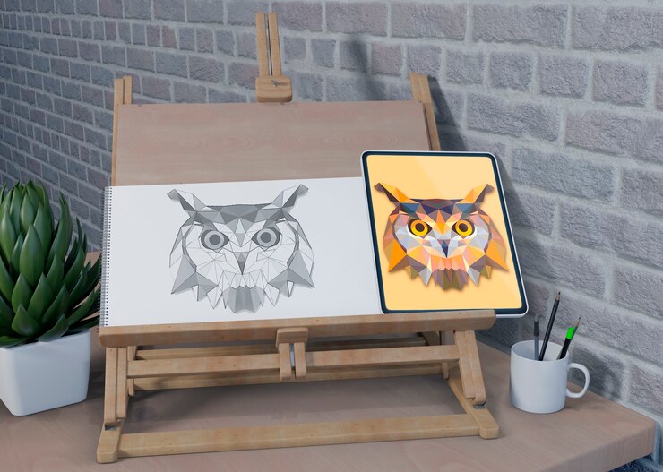 PSD vista del banco di supporto della pittura a casa