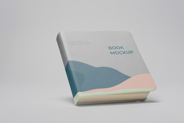 Vista del mock-up del libro di carta quadrato