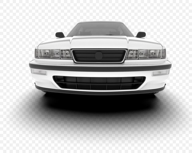 Vista delantera de un automóvil sedán blanco