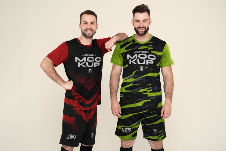 PSD vista delantera del equipo de fútbol masculino
