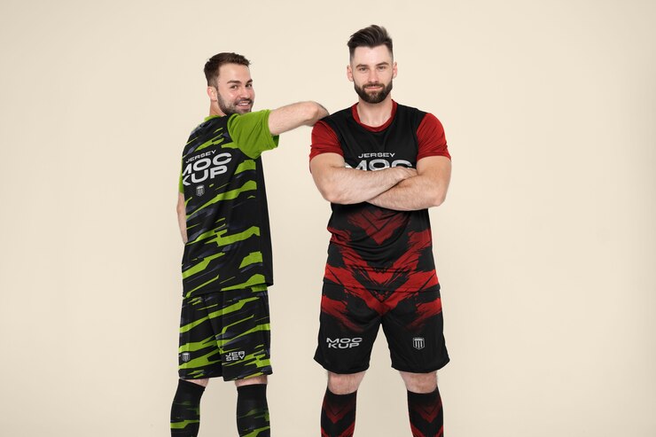 PSD vista delantera del equipo de fútbol masculino
