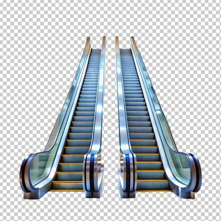 PSD vista delantera de las escaleras mecánicas