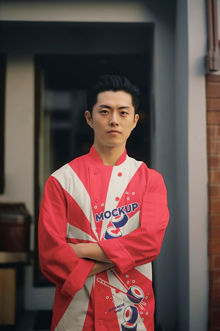 PSD vista delantera hombre japonés con uniforme