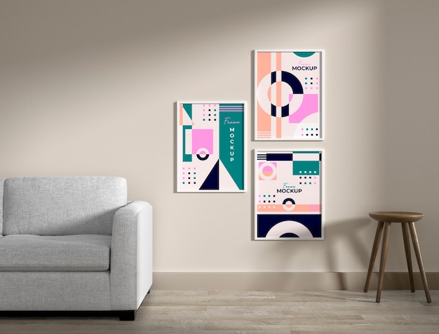 Vista dell'interno della stanza con mobili e decorazioni