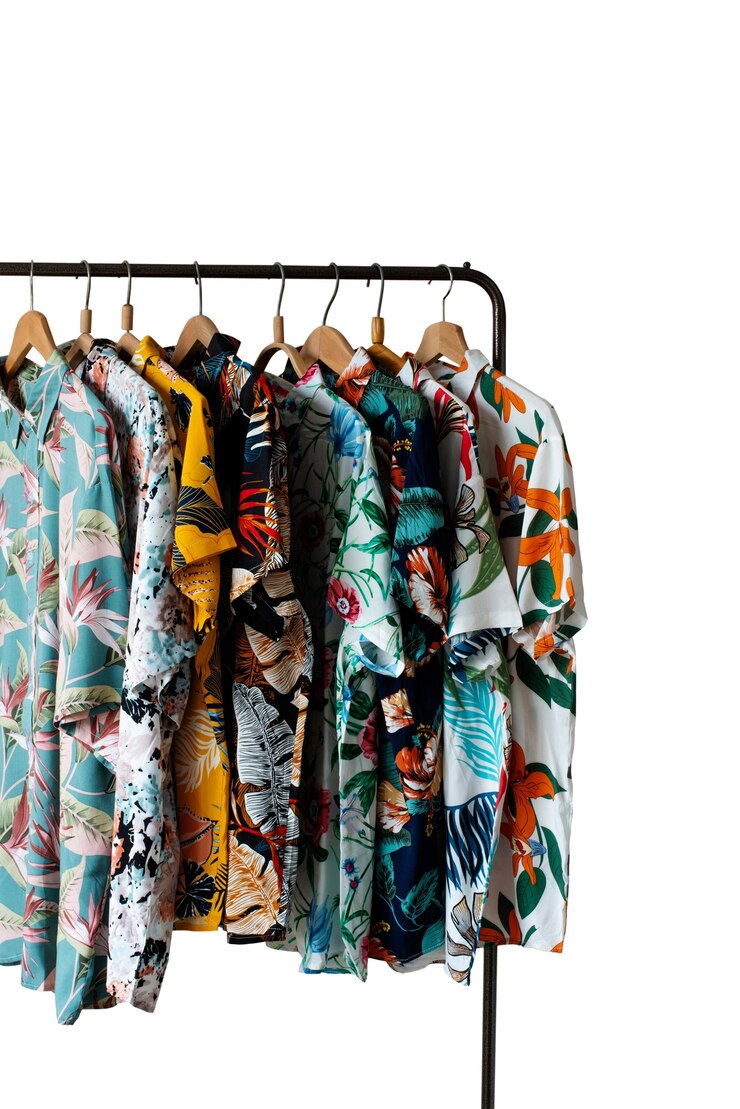 PSD vista della camicia hawaiana con appendiabiti
