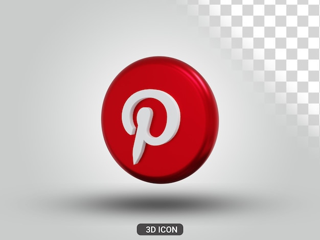 PSD vista derecha del icono 3d de pinterest renderizado en 3d