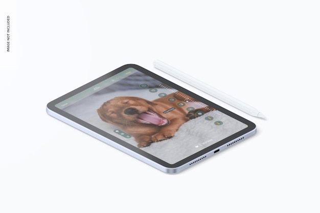 PSD vista derecha de la maqueta isométrica de ipad mini