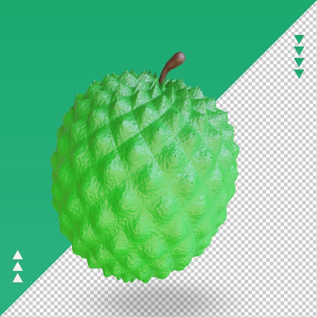 Vista derecha de renderizado de caqui de frutas 3d