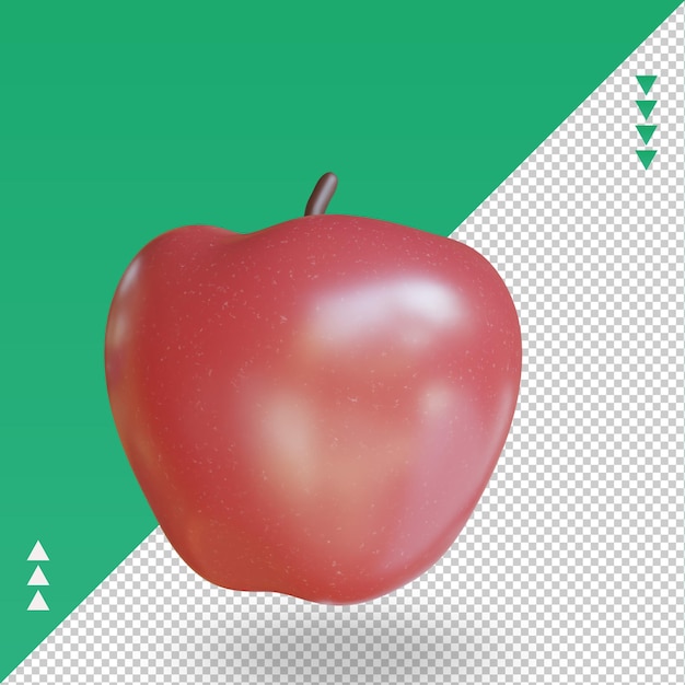 Vista derecha de renderizado de manzana de frutas 3d