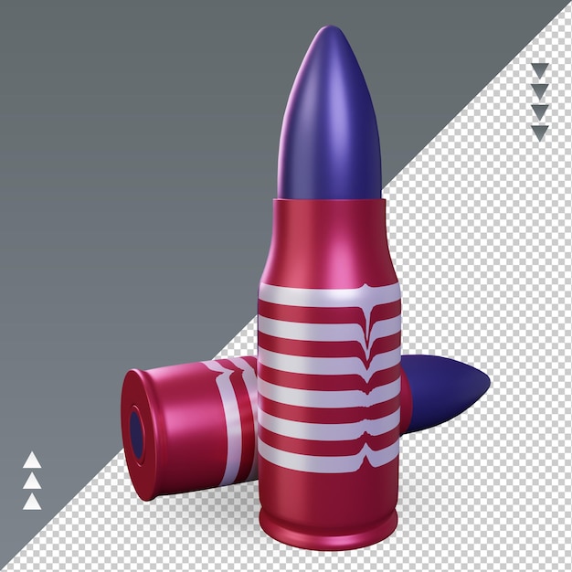 Vista derecha de representación de la bandera de Estados Unidos de bala 3d