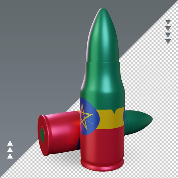 PSD vista derecha de la representación de la bandera de etiopía de la viñeta 3d