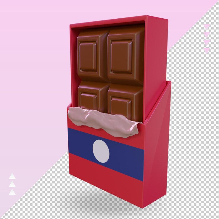 PSD vista derecha de representación de la bandera de laos de chocolate 3d
