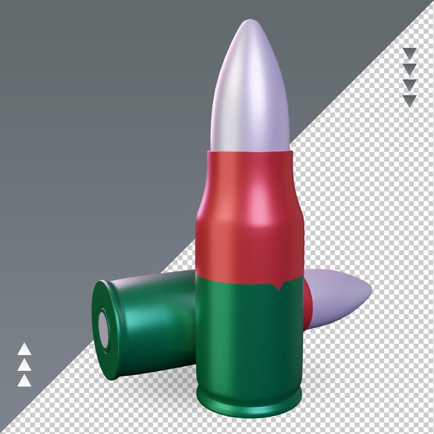 Vista derecha de representación de la bandera de Madagascar bala 3d