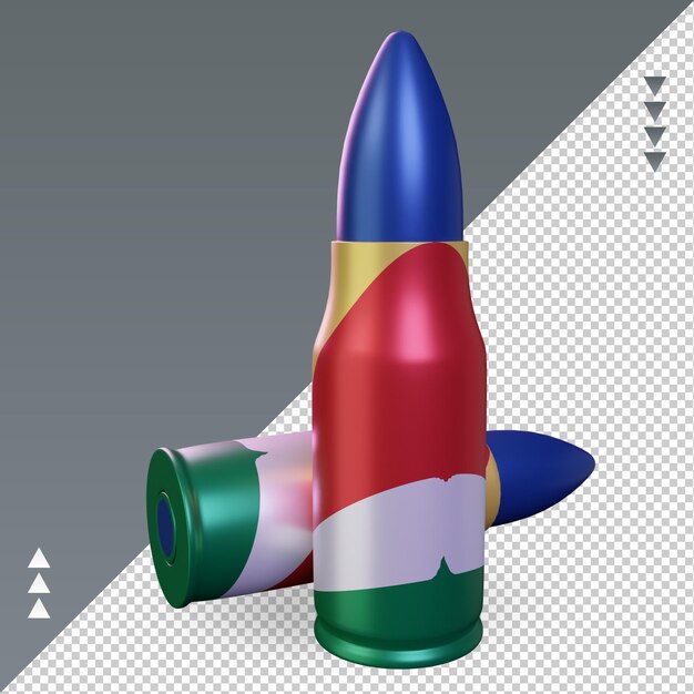 Vista derecha de representación de bandera de Seychelles de bala 3d