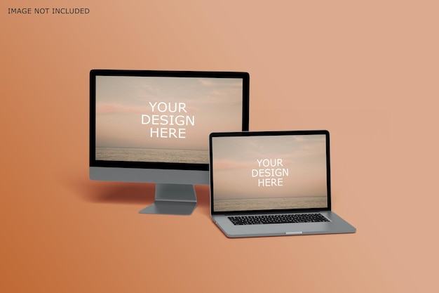 Vista di un mockup di laptop e desktop