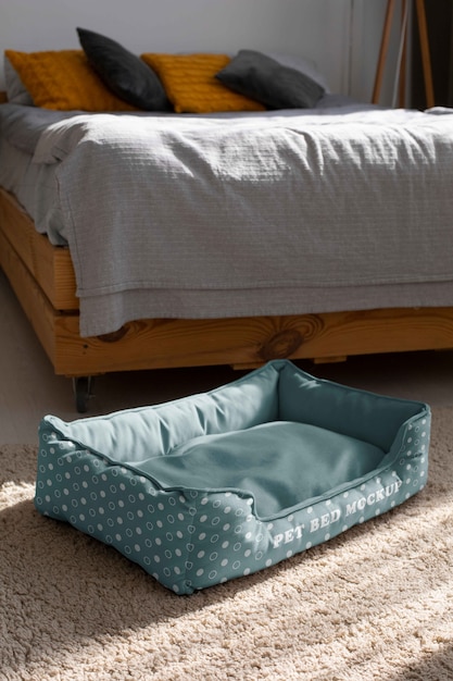 PSD vista del diseño de maqueta de cama para mascotas.